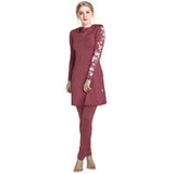 Burkini Muslim Swimwear Printed Swimsuit Beachwear Hooded Three-Piece Set