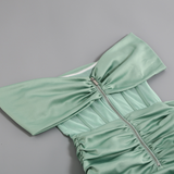 Mariah Carey Dress Sleeveless Dress Sexy Hip Skirt Green High-Elastic Pleated Dress