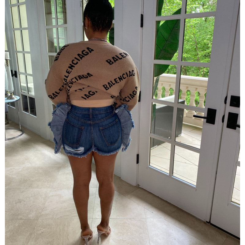 Women Distressed Denim Jeans Ripped Jean Ripped Jeans Pleated Shorts for Women