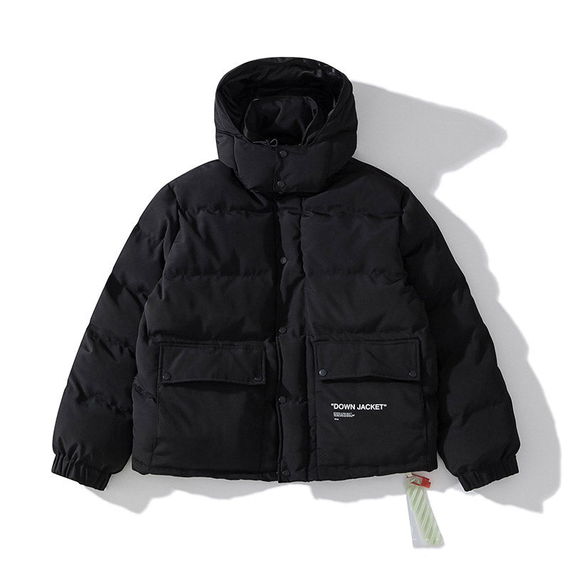 Off White Winter Coat Autumn and Winter Off Waterproof Windproof Thickening Cotton-Padded Coat for Men and Women