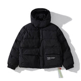 Off White Winter Coat Autumn and Winter Off Waterproof Windproof Thickening Cotton-Padded Coat for Men and Women