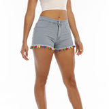 Women Denim Shorts Colorful Ball Accessories Women's Jeans Shorts Women
