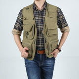Men Utility Vest Work Zipper Tactical Work Vest Slim Pocket Jacket Men's Mardo Bag Outdoor Casual and Comfortable