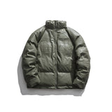 Man Fall Winter Outfis Winter Clothes Letters Stand-up Collar Cotton-Padded Clothes Boys Loose PU Leather Top