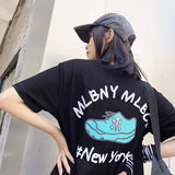 Yankees T Shirt Men's and Women's T-shirt Short Sleeve Loose Graffiti Printing round Neck Summer