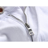 J Shaped Jeans Men's Jeans Ripped White Slim-Fit Straight Trousers