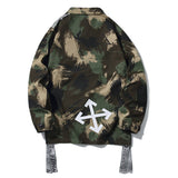 Off White Winter Coat Off Camouflage Embroidery Tooling Arrow Stripe Loose Fashion Jacket