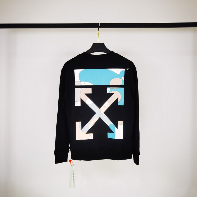 Off White Sweatshirts Long Sleeve round Neck Neck Sweater for Men and Women Autumn and Winter Ocean Theme
