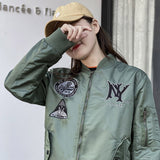 Yankees Letter Jacket Loose Casual Sports Baseball Uniform Men's and Women's Jacket Army Green