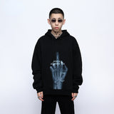 Skull Hoodie Autumn and Winter Skull Finger Print Hooded Hoodie Men's Fleece-Lined