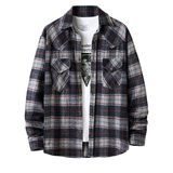 Mens Flannel Jacket Flannel Padded Plaid Shirt Men's Style Coat Shirt