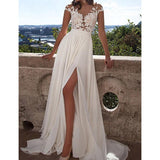 Women Lace Wedding Dress European and American Foreign Trade New Wedding Dress Amazon Wish Sexy Lace Split Evening Dress Wholesale