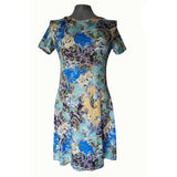 Women plus Size Mini Dresses round Neck Short Sleeve Printed Dress