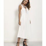 Women Lace Wedding Dress Summer Dress Sexy V-neck Braces in White Dress