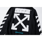 Off White Hoodie Printed Cardigan Zipper Hooded Coat Sweatshirt Plus Size Men's Clothing Owt