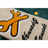 Letterman Jacket Outfit Senior Jackets Varsity Baseball Coat Cartoon Letter Embroidery Corduroy Jacket Men