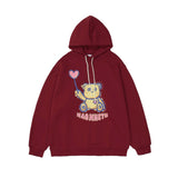 Man Fall Winter Outfis Winter Bear Printed Hoodie Men's Casual Thickening Pullover