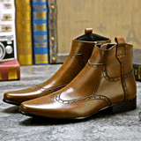 Indo Western Shoes Leather Boots Men's Short Boots High-Top Leather Shoes Chelsea Men's Boots Retro Boots