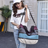 The Teacher Tote Canvas Shoulder Bag Women's Colored Mosaic Crossbody Striped Hand-Carrying Women's Bag