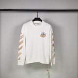 Off White Long Sleeve Round Neck Neck Sweatshirt Autumn And Winter Round Rubber Strip Crew Neck Pullover Sweatshirt Men And Women