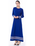 Muslim Women Stylish Kashibo Abaya Muslim Ladies Long Gown Islamic Clothing Jilbab Jalabiya Fashion Blue Stitching Long Sleeve Dress