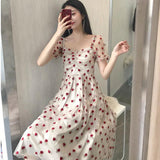 Strawberry Embroidered Mesh Dress Seaside Vacation Beach Dress Swing dress