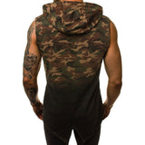 Tactics Style Men Sweatshirts & Hoodies Summer Men's Vest Camouflage 3D Digital Gradient Printing Hooded Sleeveless Vest T-shirt Men