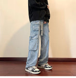 Men Cargo Pants Jeans Men's Spring and Autumn Straight-Leg Trousers Casual Pants