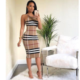 Plaid Sexy Tight Bodycon Dress