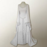 Vintage Empire Waist Dress Medieval Women's Halloween V-neck Slim Dress