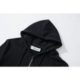 Off White Hoodie Printed Cardigan Zipper Hooded Coat Sweatshirt Plus Size Men's Clothing Owt