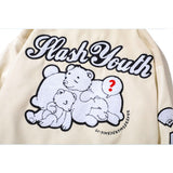 Letterman Jacket Outfit Senior Jackets Varsity Baseball Coat Cartoon Bear Embroidery Baseball Uniform Jacket Men