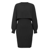 Work Dresses for Teachers Knitted Dress Autumn and Winter Fashion Solid Color Pullover Sweater Women