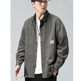 Work Shirts Coat Men's Clothing Spring and Autumn Design Long Sleeve Shirt Outer Wear