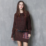 Sweater Dress Outfit With Tights 2 Piece Set Winter Dress Color-Matching Hundred Colors Knitted Dress Retro Turtleneck Long Sleeve Dress