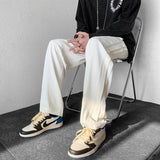 Men Suit Pants Solid Color Draping Effect Loose Wide Leg