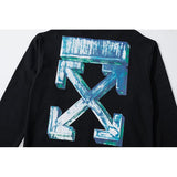 off white Sweatshirt Blue 3D Arrow Print Ow Round Neck Pullover Long Sleeve Sweater Women Owt