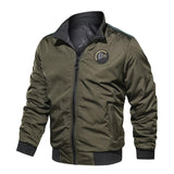 Men Fit Bomber Jacket Windbreaker Moto Street Coat Double-Sided Stand Collar Casual Men's Jacket Double-Sided Baseball