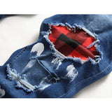 J Shaped Jeans New Men's Jeans Casual Slim Fit Ripped Ankle-Tied Jeans Fashion