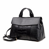 The Teacher Tote Genuine Leather Alligator Print Handbag Large Capacity Ladies Bag Crossbody Shoulder Bag for Women