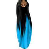 Work Dresses with Pockets Autumn and Winter Women's Clothing Loose Long Sleeve Pocket Printing Long Dress