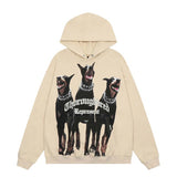 Present Hoodie Doberman Pinscher Printed Hoodie Distressed Loose