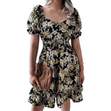 Nina Parker Dresses Elegant Sleeve Skirt Ruffled Short Sleeves Dress