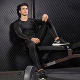 Moisture Wicking Shirts Men's Fitness Exercise Training Wear Stretch Quick Drying Clothes Suit Long Sleeve Trousers