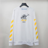 Off White Long Sleeve Round Neck Sweater Autumn Printed Men's Clothing plus Size Loose Crew Neck Pullover Sweatshirt