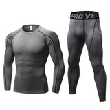 Moisture Wicking Shirts Men's Fitness Exercise Training Wear Stretch Quick Drying Clothes Suit Long Sleeve Trousers