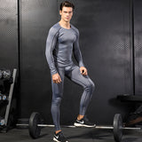 Moisture Wicking Shirts Men's Fitness Exercise Training Wear Stretch Quick Drying Clothes Suit Long Sleeve Trousers