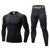 Moisture Wicking Shirts Men's Fitness Exercise Training Wear Stretch Quick Drying Clothes Suit Long Sleeve Trousers