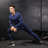 Moisture Wicking Shirts Men's Fitness Exercise Training Wear Stretch Quick Drying Clothes Suit Long Sleeve Trousers