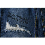 Shark Print Pant Men's Casual Shark Meteor Lightning Washed Ripped Jeans